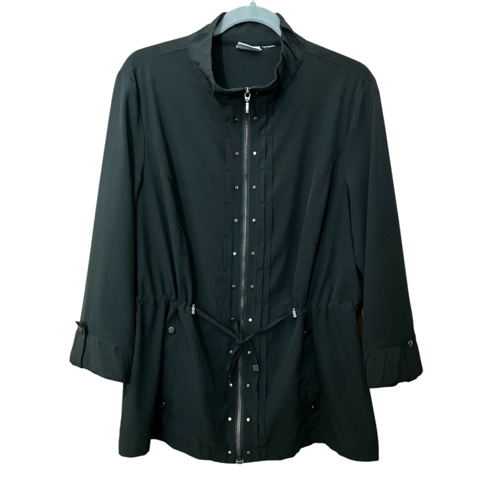 Zenergy by Chico's zip front draw waist lightweight nylon 3/4 sleeve jacket
